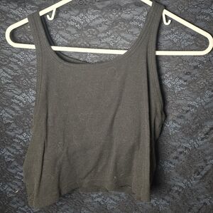 PINK Victoria's Secret Black Ribbed Scoop Tank